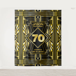 70. Geburtstag Art Deco Gold Black Great Gatsby Wandteppich