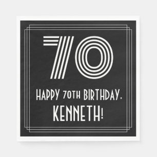 70. Geburtstag: Art Deco Look "70" + Name Serviette
