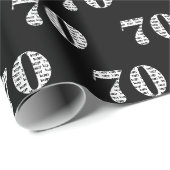 70. Geburtstag auf schwarz Geschenkpapier (Rolleneckpunkt)
