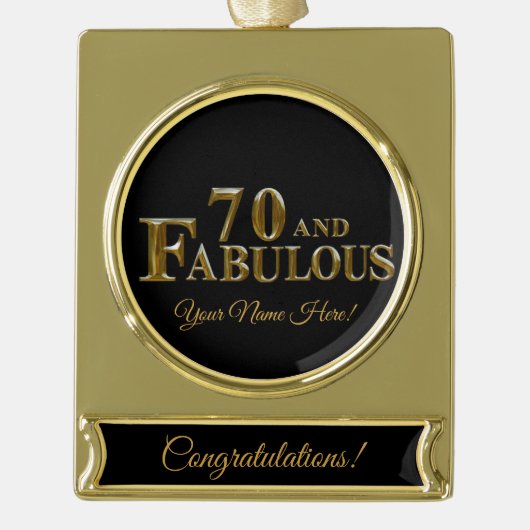 70. Geburtstag Banner-Ornament Gold (Vorderseite)