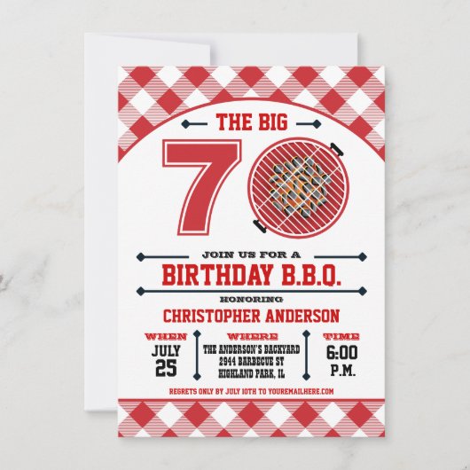 70. Geburtstag Barbecue Einladung (Vorderseite)