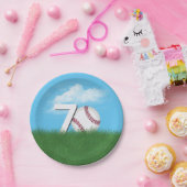 70. Geburtstag Baseball im Grünen Gras Pappteller (Party)