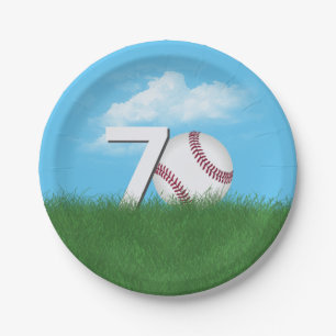 70. Geburtstag Baseball im Grünen Gras Pappteller