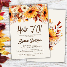 70. Geburtstag Beige Fall Floral Einladung