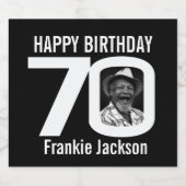 70. Geburtstag benutzerdefinierter Foto Name Schwa Bierflaschenetikett (Einzelnes Label)