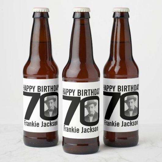 70. Geburtstag, benutzerdefiniertes Foto Bierflaschenetikett (Flaschen)