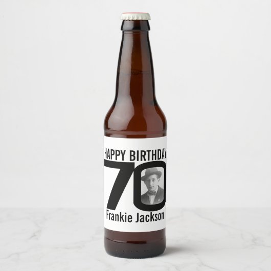 70. Geburtstag, benutzerdefiniertes Foto Bierflaschenetikett (Vorderseite)