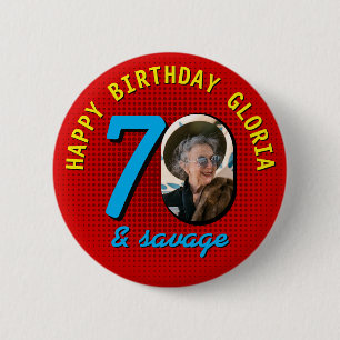 70. Geburtstag Benutzerdefiniertes Foto Retro Pers Button