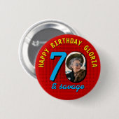 70. Geburtstag Benutzerdefiniertes Foto Retro Pers Button (Vorne & Hinten)
