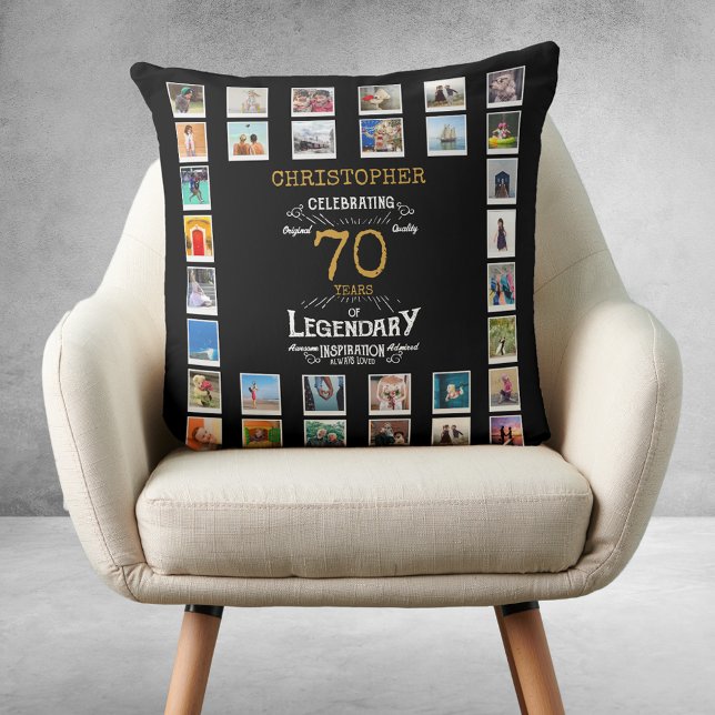 70. Geburtstag Black Gold Legendary Foto Kissen (70th Birthday Black Gold Legendary Photo Throw Pillow
)