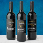 70. Geburtstag Black Gold Legendary Funny Weinetikett<br><div class="desc">Ein personalisiertes,  elegantes 70. Geburtstagsflaschenlabel,  das sich leicht an den Geburtstag anpassen lässt.</div>