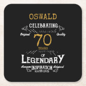 70. Geburtstag Black Gold Legendary Retro Rechteckiger Pappuntersetzer (Vorderseite)