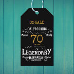 70. Geburtstag Black Gold Legendary Vintag Geschenkanhänger<br><div class="desc">Ein personalisiertes,  elegantes 70. Geburtstag Vintages Geschenketikett,  das sich leicht an den Geburtstag anpassen lässt.</div>