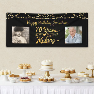 70. Geburtstag Black Gold String Lights Fotos Banner