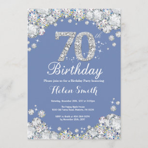 70. Geburtstag Blau und Silberdiamant Einladung