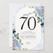 70. Geburtstag Blaue Flora Einladung (Vorderseite)