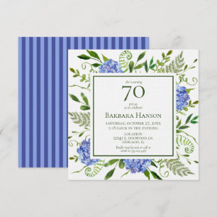70. Geburtstag Blaue Hortensien Einladung