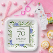 70. Geburtstag Blaue Hortensien Pappteller (Party)