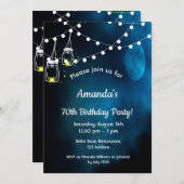 70. Geburtstag blaue Mondgläser Einladung (Vorne/Hinten)