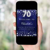 70. Geburtstag blauen Silberstars heißen Party wil Poster