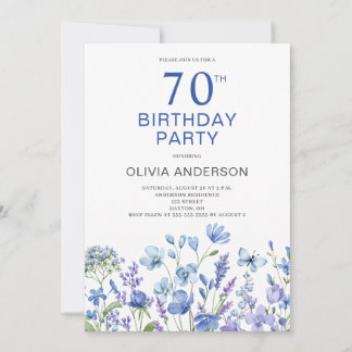 70. Geburtstag Blauer Flora Einladung
