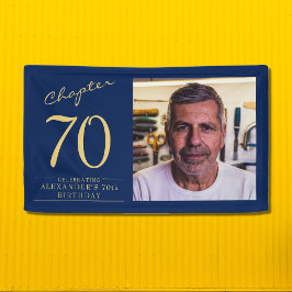 70. Geburtstag Blue Gold Foto Banner