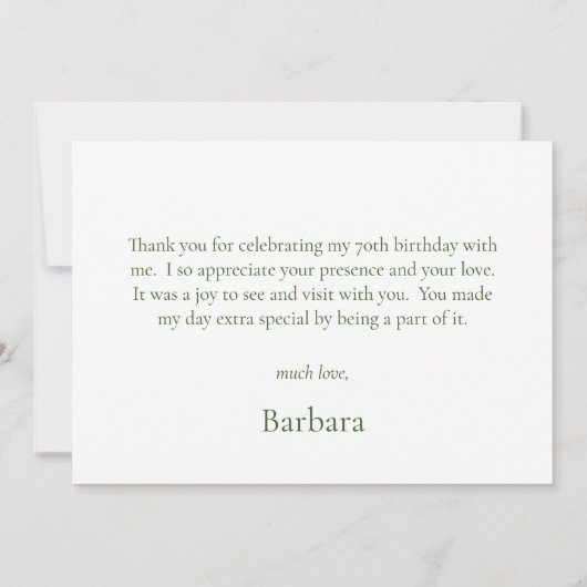 70. Geburtstag Blue Hydrangeas Dankeskarte (Rückseite)