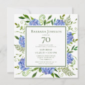 70. Geburtstag Blue Hydrangeas Einladung (Vorderseite)
