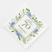 70. Geburtstag Blue Hydrangeas Serviette (Ecke)