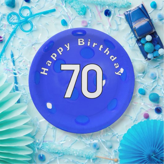 70. Geburtstag Blue Pickleball Pappteller (Party)