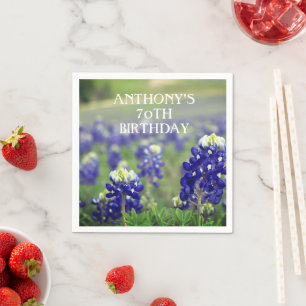70. Geburtstag Bluebonnets Blue Blume Texas Floral Serviette