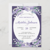 70. Geburtstag Blumendark Lila Wisteria Elegant Einladung (Vorderseite)
