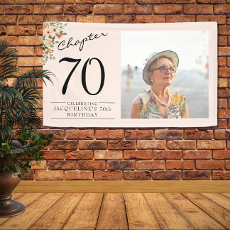 70. Geburtstag Blumenrosa Foto Banner