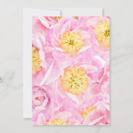 70. Geburtstag Blumenrosa Peony Party Einladung (Rückseite)