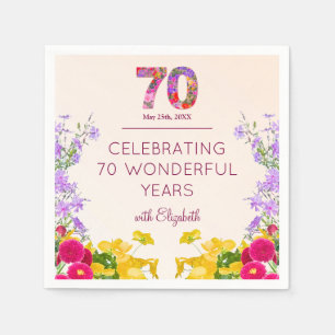 70. Geburtstag Blumig Modern 70 Jahre Party Elegan Serviette