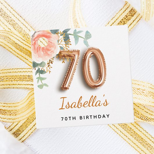 70. Geburtstag Blütenblütengold Eukalyptus Monogra Geschenkanhänger