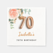 70. Geburtstag Blütenblütengold Eukalyptus Monogra Serviette (Vorderseite)