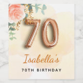 70. Geburtstag Blütenblütengold Eukalyptus Monogra Weinetikett (Einzelnes Label)