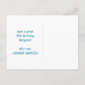 70. Geburtstag: Bold, Fun, Simple, Rainbow 70 Postkarte (Rückseite)