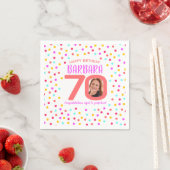 70. Geburtstag buntes Korallenkonfetti Foto Serviette (Beispiel)