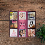 70. Geburtstag burgundy Name Foto Collage Puzzle<br><div class="desc">Ein Geschenk für den 70. Geburtstag einer Frau,  die ihr Leben mit einer Collage von 8 deiner Fotos feiert. Vorlagen für einen Namen,  70 Jahre und ein Datum. Geburtsdatum oder das Datum des Jahrestages. Dunkel lila und weiße Buchstaben. Junge und weibliche lila Farbverlaufsfarbe.</div>