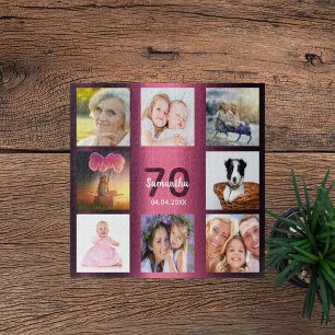 70. Geburtstag burgundy Name Foto Collage Puzzle