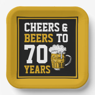 70. Geburtstag Cheers & Biere bis 70 Jahre Funny Pappteller