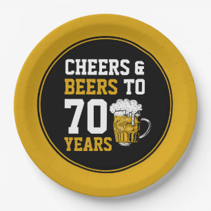 70. Geburtstag Cheers & Biere bis 70 Jahre Funny Pappteller