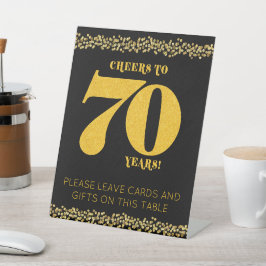 70. Geburtstag Cheers to 70 Years Gold Glitzer Sockelschild
