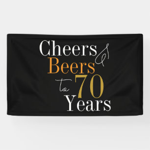 70. Geburtstag Cheers und Bierschwarz-Gold-Party Banner
