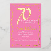 70. Geburtstag Chic Pink & Gold Einladung (Vorderseite)