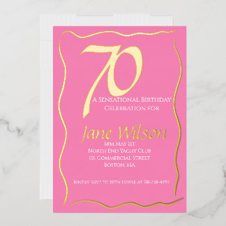 70. Geburtstag Chic Pink & Gold Einladung