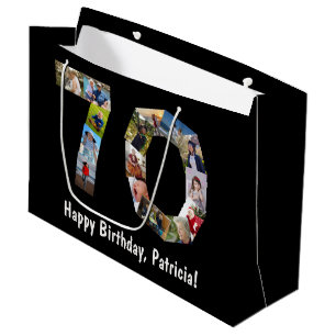 70. Geburtstag  Collage 15 Foto Nummer 70 Alter  Große Geschenktüte