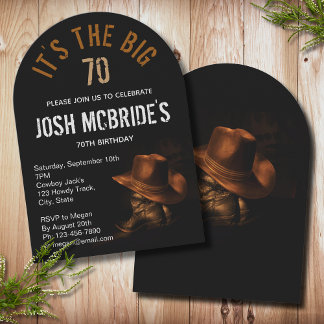 70. Geburtstag Cowboy Hat Boots Maskuline Einladung